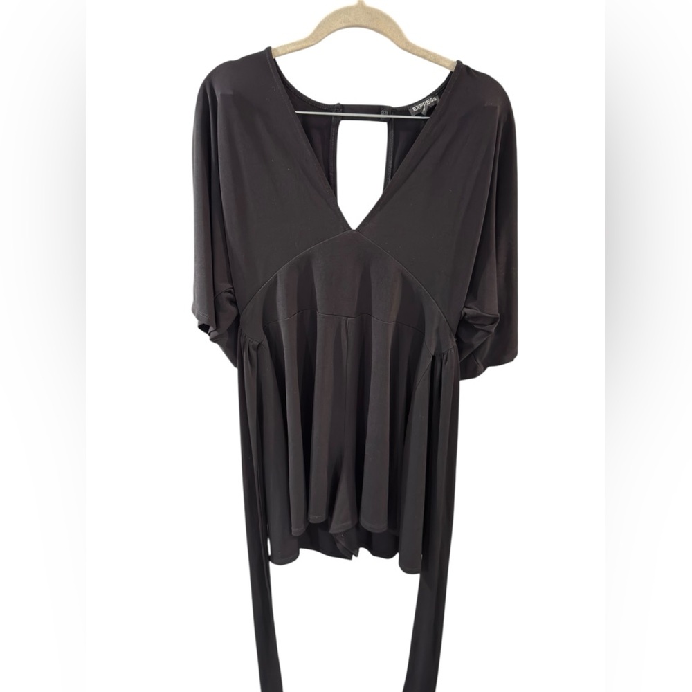 Express Tie‎ Back Kimono Sleeve Black Romper Size M